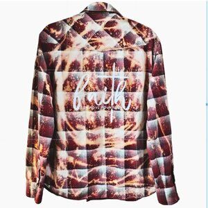 Faith Can Move Mountain Custom Christian Upcycled Plaid Long Sleeve Shirt, L